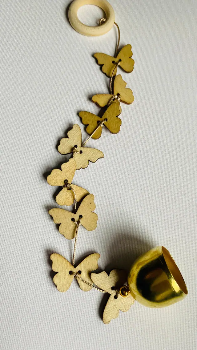 Handmade wooden butterfly wind chime with bell for the garden, balcony or indoors. Decoration, birthday, gift, housewarming party. Witchy (photo 5)