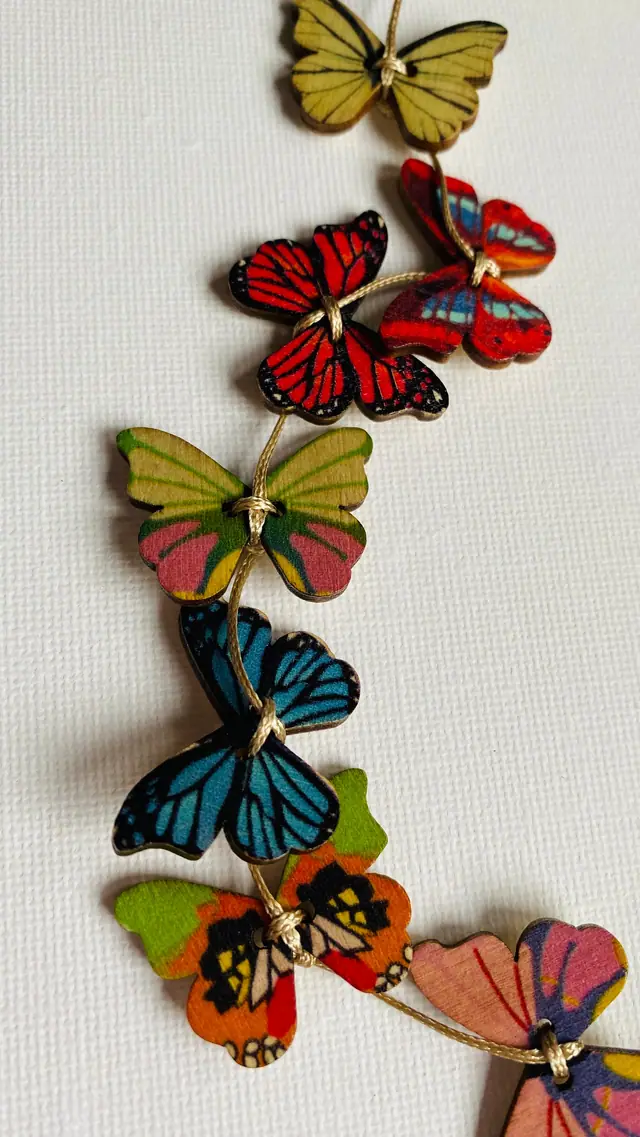 Handmade wooden butterfly wind chime with bell for the garden, balcony or indoors. Decoration, birthday, gift, housewarming party. Witchy (photo 3)