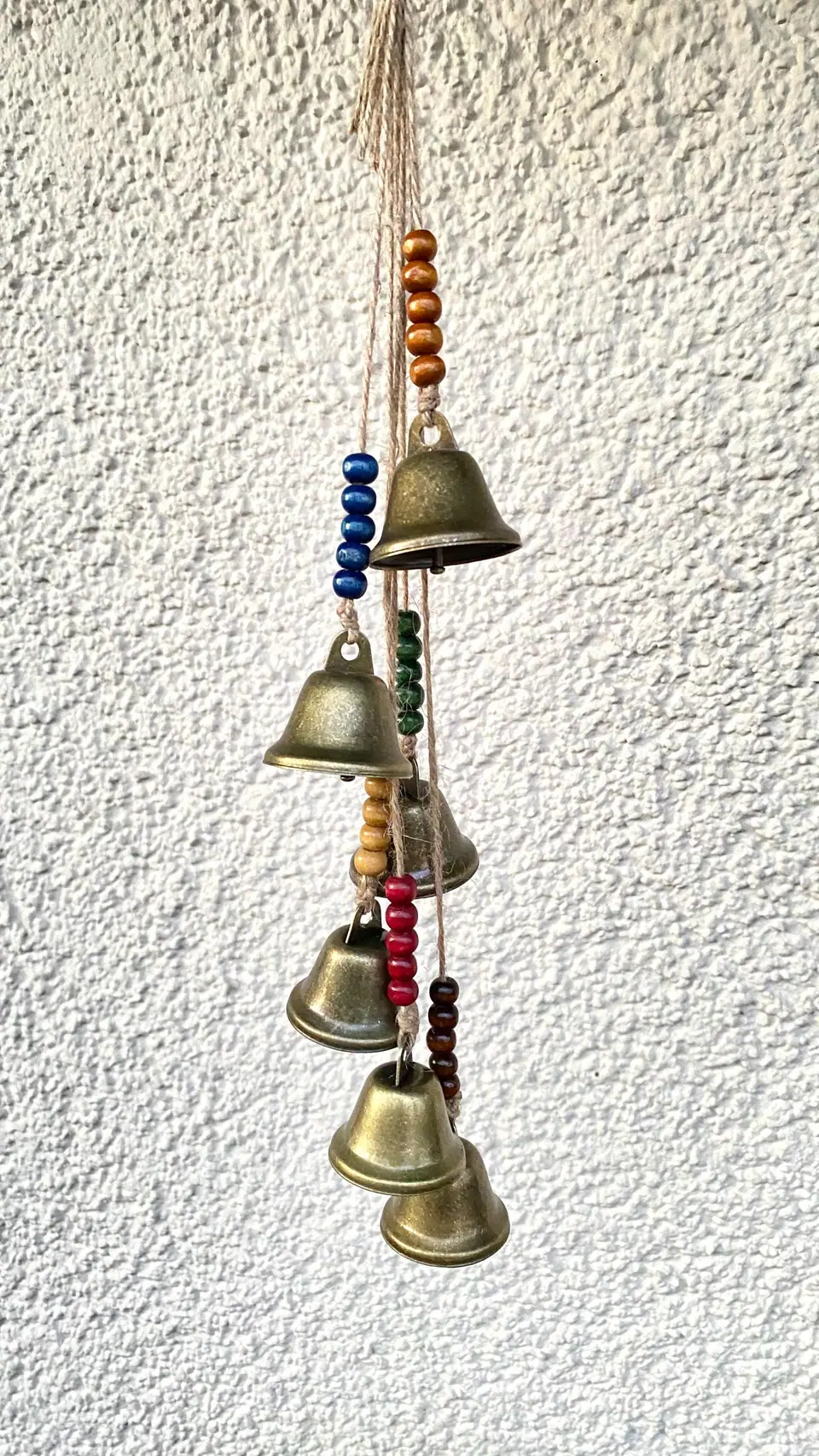 Wind chime made of Bavarian bells for balcony, garden and indoor use. Vintage bells. Witch bell. Cow bell. Gift home decor.