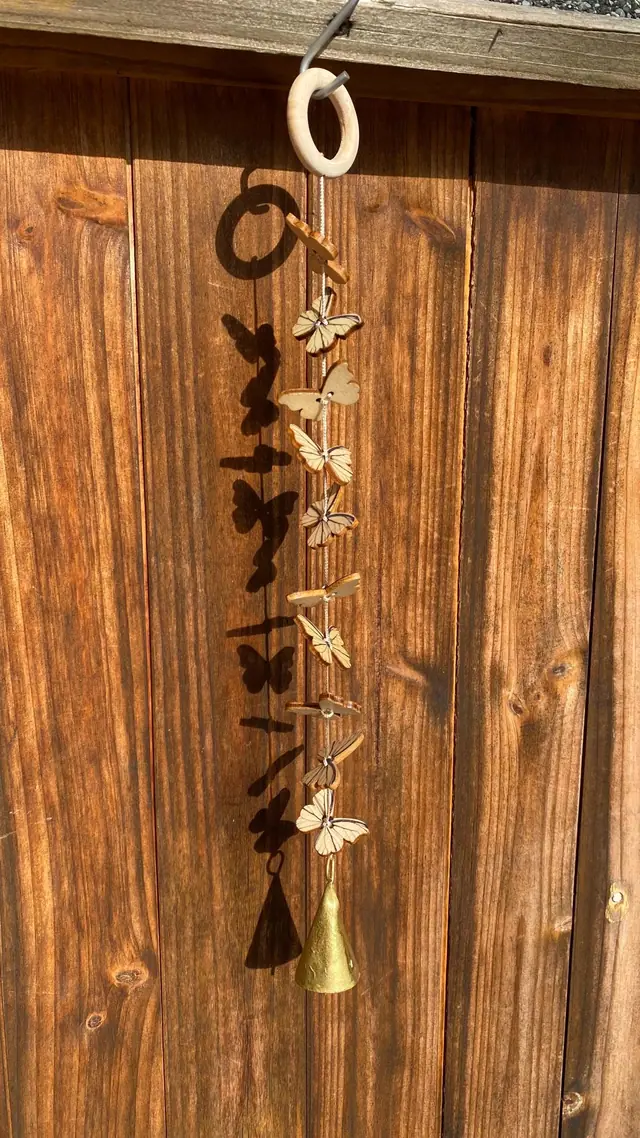 Handmade wooden butterfly wind chime for home and garden. Boho wind chime. Butterflies. Gift idea. Door hanger. (photo 2)