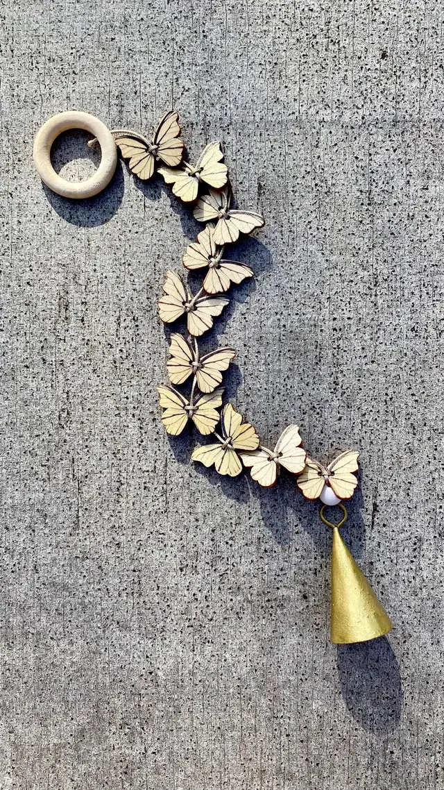 Handmade wooden butterfly wind chime for home and garden. Boho wind chime. Butterflies. Gift idea. Door hanger. (photo 3)