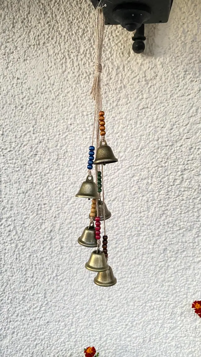 Wind chime made of Bavarian bells for balcony, garden and indoor use. Vintage bells. Witch bell. Cow bell. Gift home decor. (photo 4)