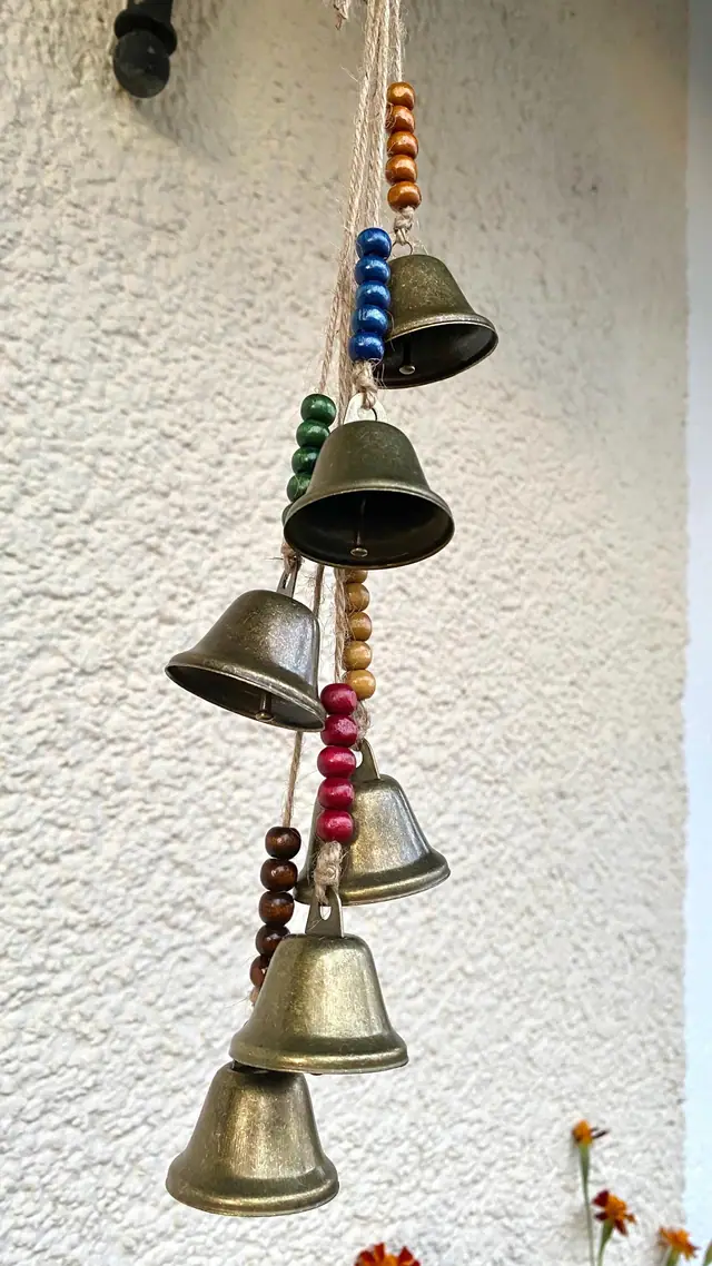 Wind chime made of Bavarian bells for balcony, garden and indoor use. Vintage bells. Witch bell. Cow bell. Gift home decor. (photo 3)
