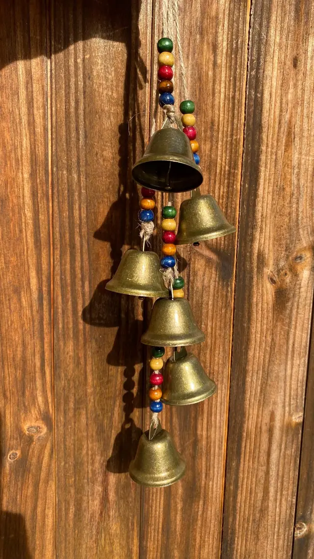 Wind chime made of Bavarian bells for balcony, garden and indoor use. Vintage bells. Witch bell. Cow bell. Gift home decoration. (photo 5)