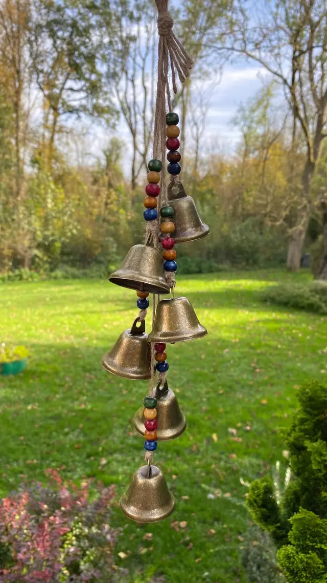 Wind chime made of Bavarian bells for balcony, garden and indoor use. Vintage bells. Witch bell. Cow bell. Gift home decoration. (photo 2)
