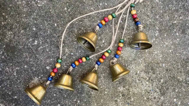 Wind chime made of Bavarian bells for balcony, garden and indoor use. Vintage bells. Witch bell. Cow bell. Gift home decoration. (photo 3)