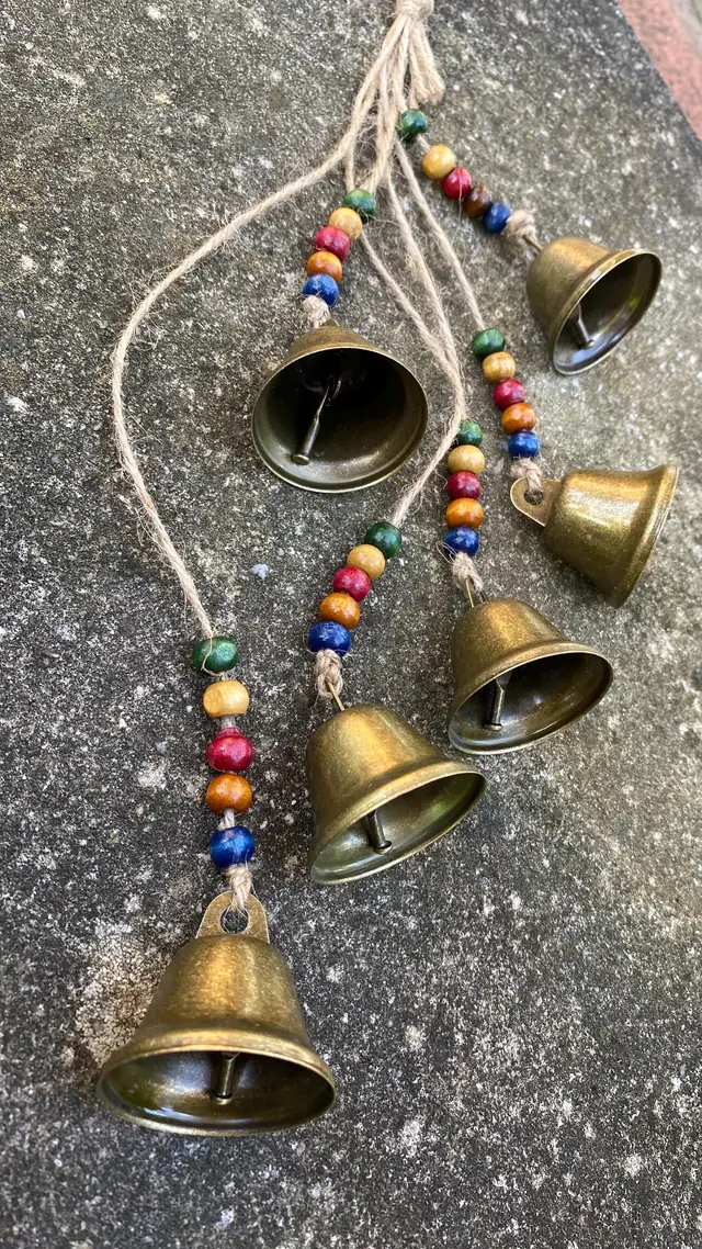 Wind chime made of Bavarian bells for balcony, garden and indoor use. Vintage bells. Witch bell. Cow bell. Gift home decoration. (photo 4)