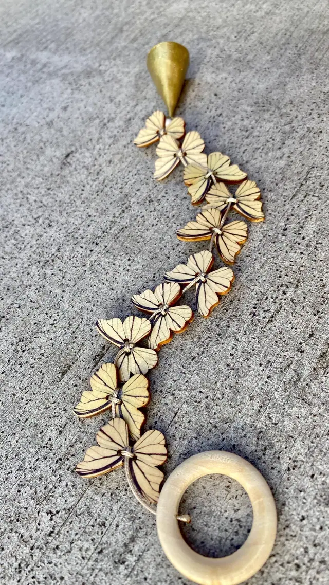 Handmade wooden butterfly wind chime for home and garden. Boho wind chime. Butterflies. Gift idea. Door hanger. (photo 5)