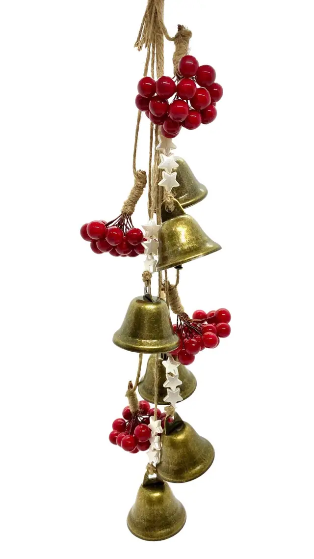 Wind Chime “Winter moment” with brass bells. Chimes. Festive Christmas decoration. Christmas gift. Vintage. Winter berries. Boho. (photo 4)