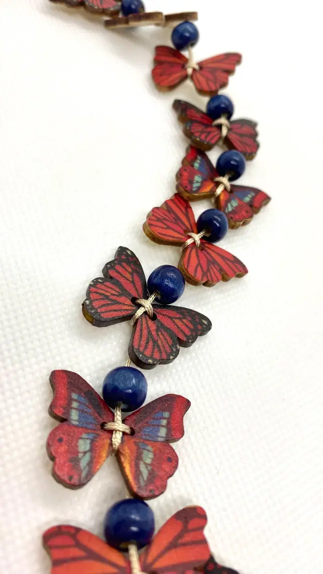 Handmade wooden butterfly wind chime with bell for home, garden, balcony or indoor use. Decoration, birthday, gift, housewarming party (photo 3)