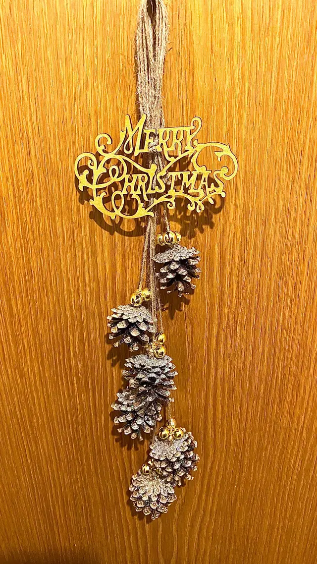 Festive “Winter cone” pendant as a home decoration for winter and Christmas time. Pine cone. Door hanger. Secret Santa gift. Boho. (photo 2)