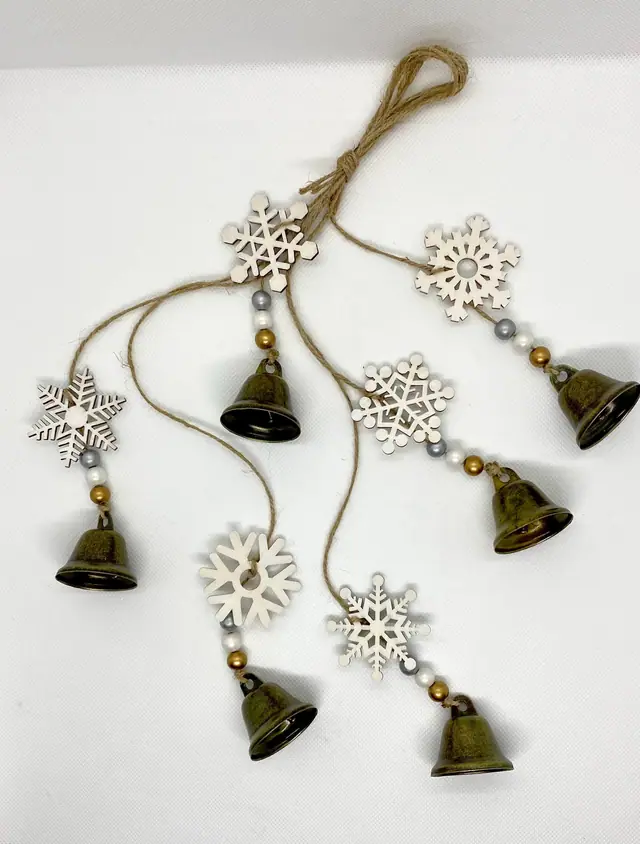 Snowflake wind chime for the home. Winter decoration. Brass bell. Vintage bell. Snowflakes. Boho. Chimes. Gift. Winter. (photo 6)