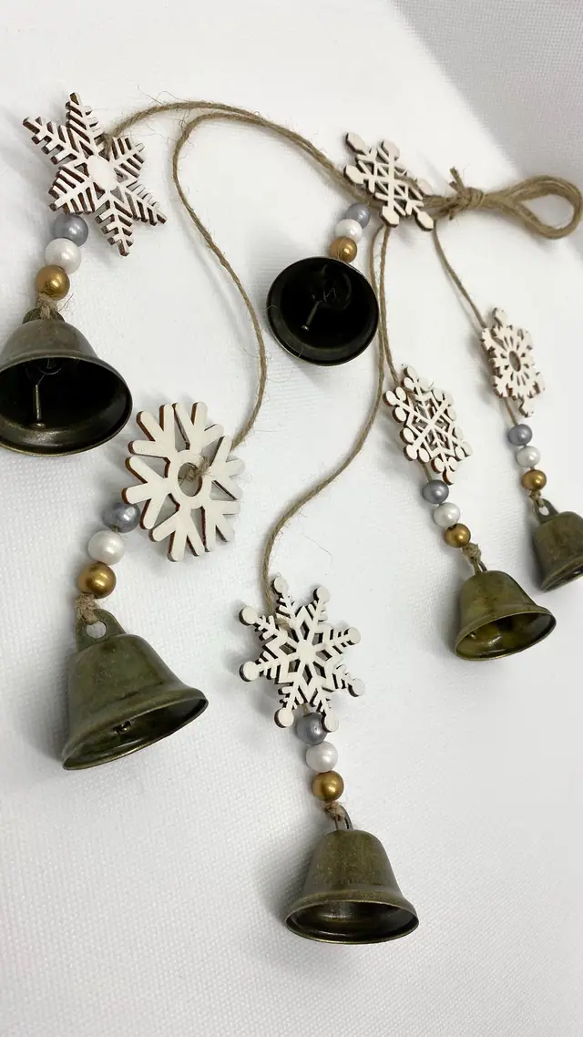 Snowflake wind chime for the home. Winter decoration. Brass bell. Vintage bell. Snowflakes. Boho. Chimes. Gift. Winter. (photo 7)