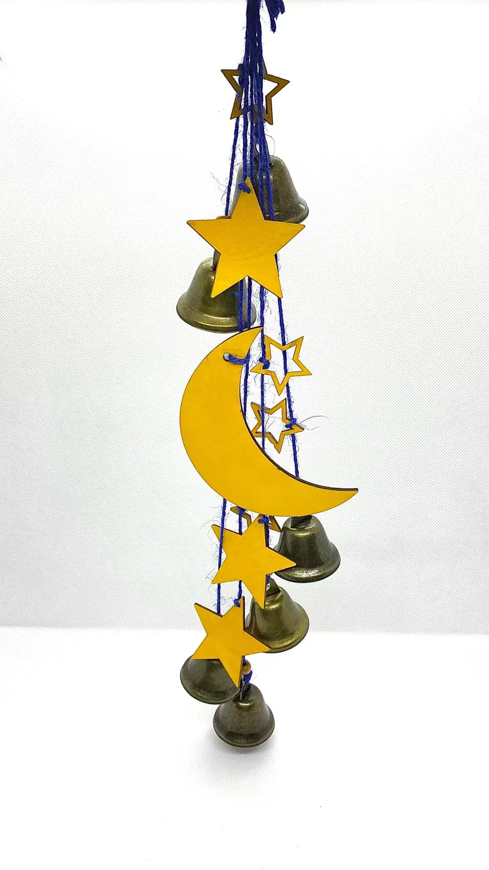 Night sky wind chime for home and garden. Witch bell. Brass bell. Vintage bells. Boho. Chimes. Moon. Stars. Spiritual.