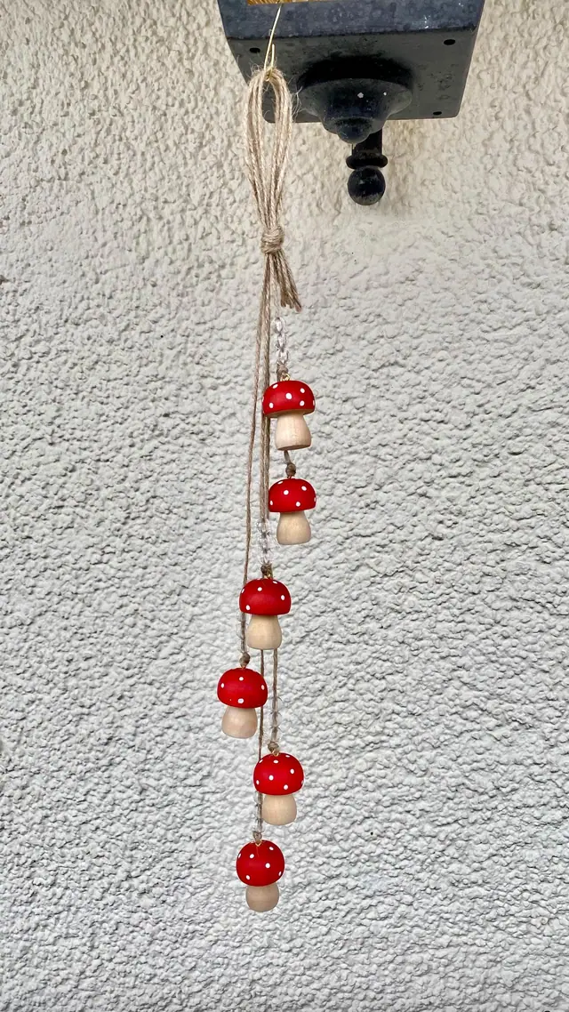 Handmade fly agaric wind chime for home decoration. Kitchen decoration. Gift idea. Design. Boho. Fly agaric mushrooms. Mushrooms. Forest (photo 4)