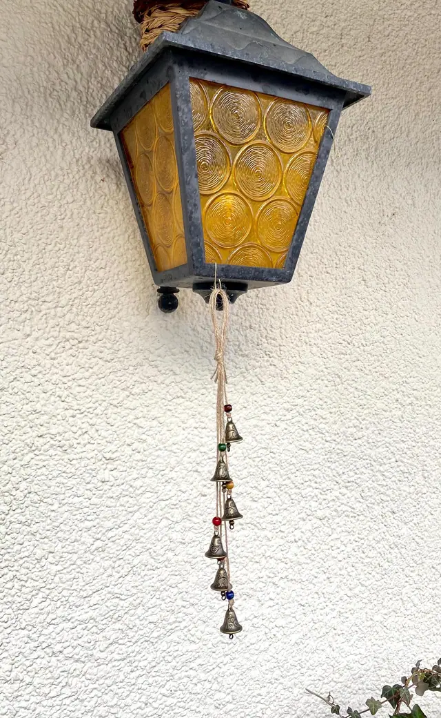 Mini glockenspiel with engraving bird rabbit lucky charm house protection vintage wind chime witch bell brass bell gift boho spiritual decor (photo 6)
