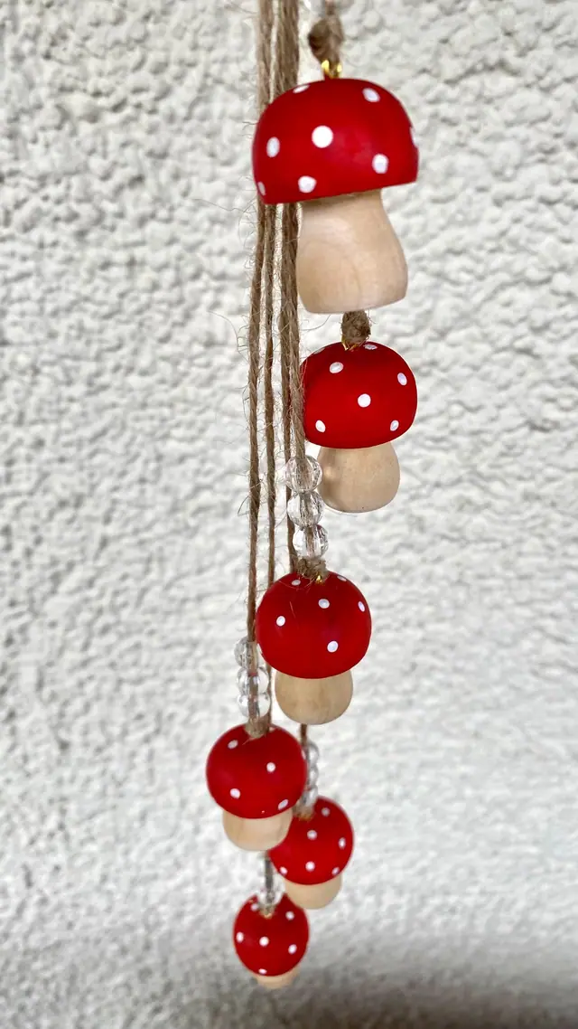 Handmade fly agaric wind chime for home decoration. Kitchen decoration. Gift idea. Design. Boho. Fly agaric mushrooms. Mushrooms. Forest (photo 6)