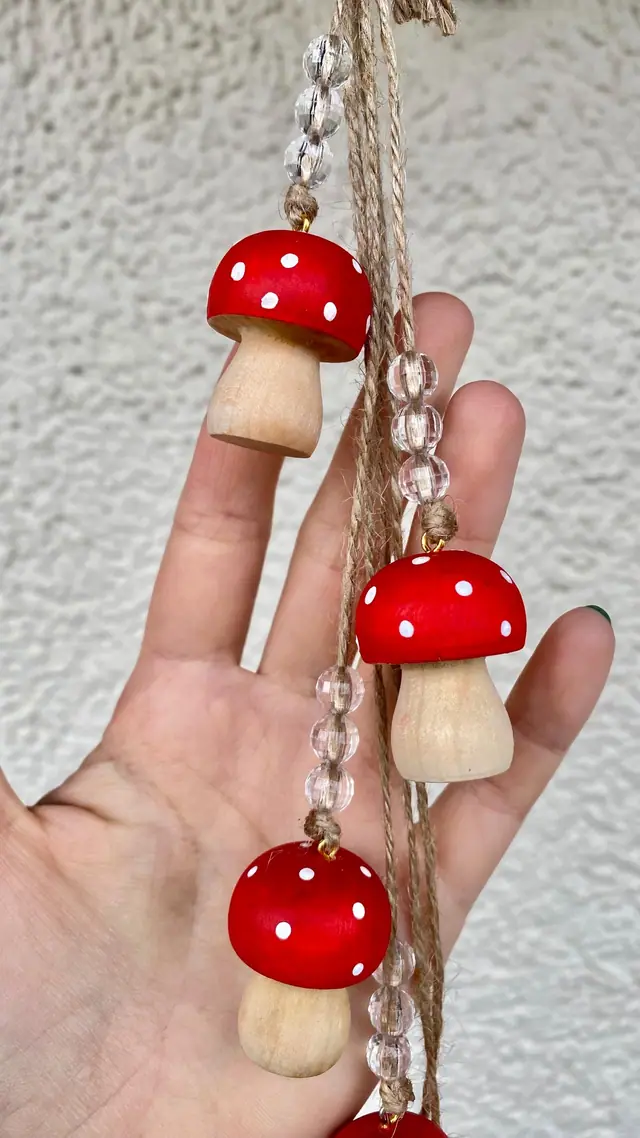 Handmade fly agaric wind chime for home decoration. Kitchen decoration. Gift idea. Design. Boho. Fly agaric mushrooms. Mushrooms. Forest (photo 3)
