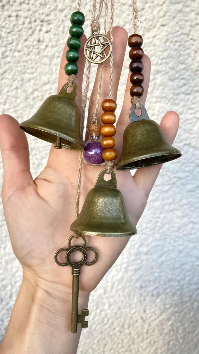 Wind chime “Animal - Black Cat” as home decoration. Chimes. Vintage bells. Witch bell. Home protection. Wicca. Magic. Keys. Boho Door hanger (photo 3)