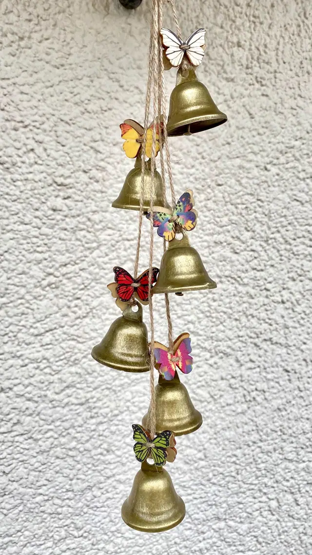 Butterfly wind chime for home and garden. Wind chime with butterflies. Rustic decoration. Brass bell. Country style. Summer. Witchy. Boho (photo 2)