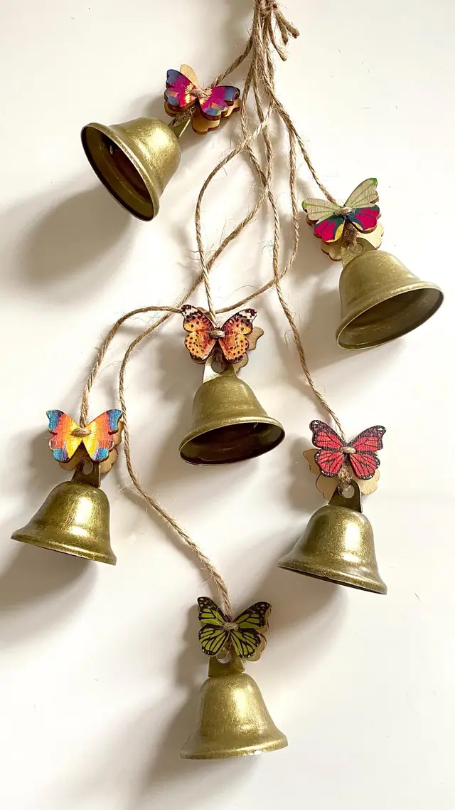 Butterfly wind chime for home and garden. Wind chime with butterflies. Rustic decoration. Brass bell. Country style. Summer. Witchy. Boho (photo 4)