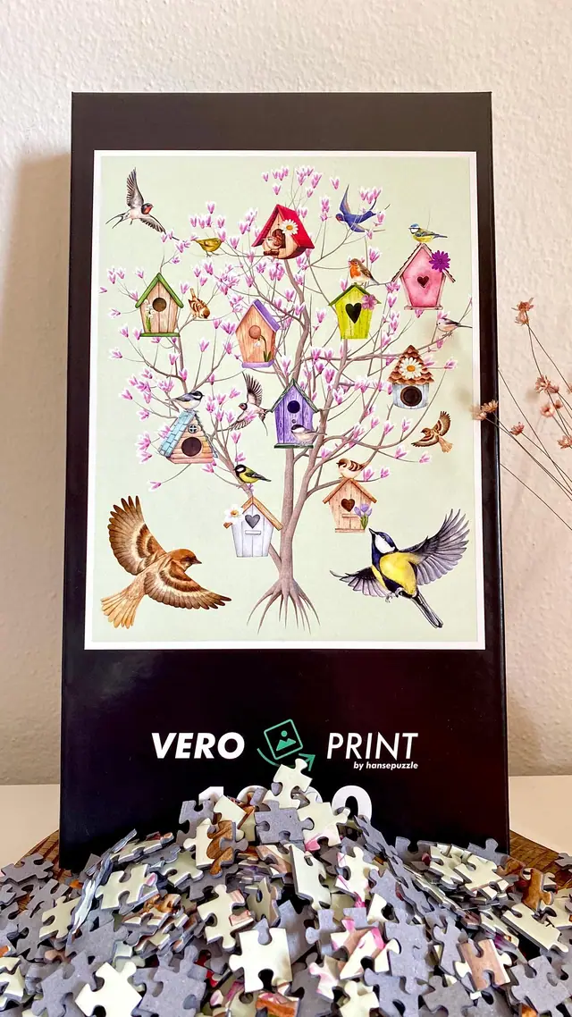 Puzzle “Spring Birdhouses” - 500 / 1000 / 2000 pieces | Magnolias & Tree | Family Puzzle | Gift Idea | Jigsaw for adults. Spring (photo 3)