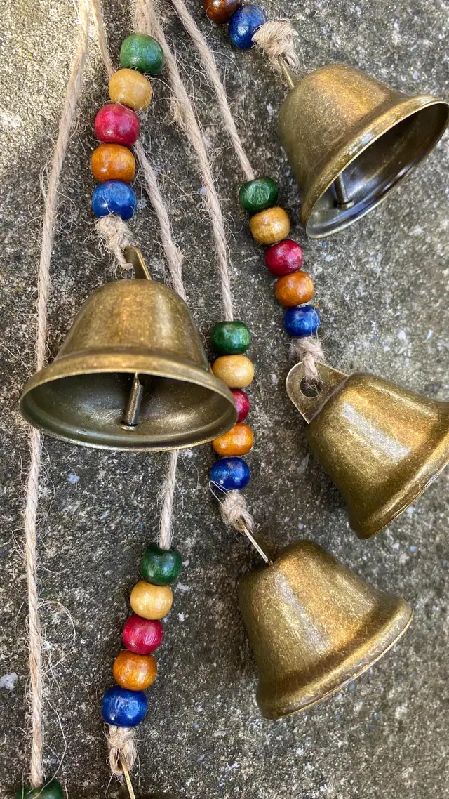 Wind chime made of Bavarian bells for balcony, garden and indoor use. Vintage bells. Witch bell. Cow bell. Gift home decoration. (photo 6)