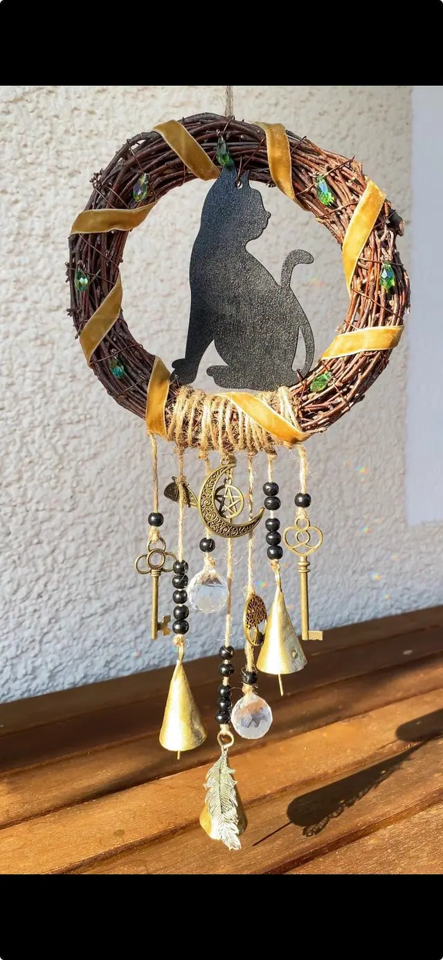 Witchy wreath “Source of Magic” made of birch for home, door, and wall decoration. Wooden wreath. Witch's bell. Home protection. Door decor. (photo 2)