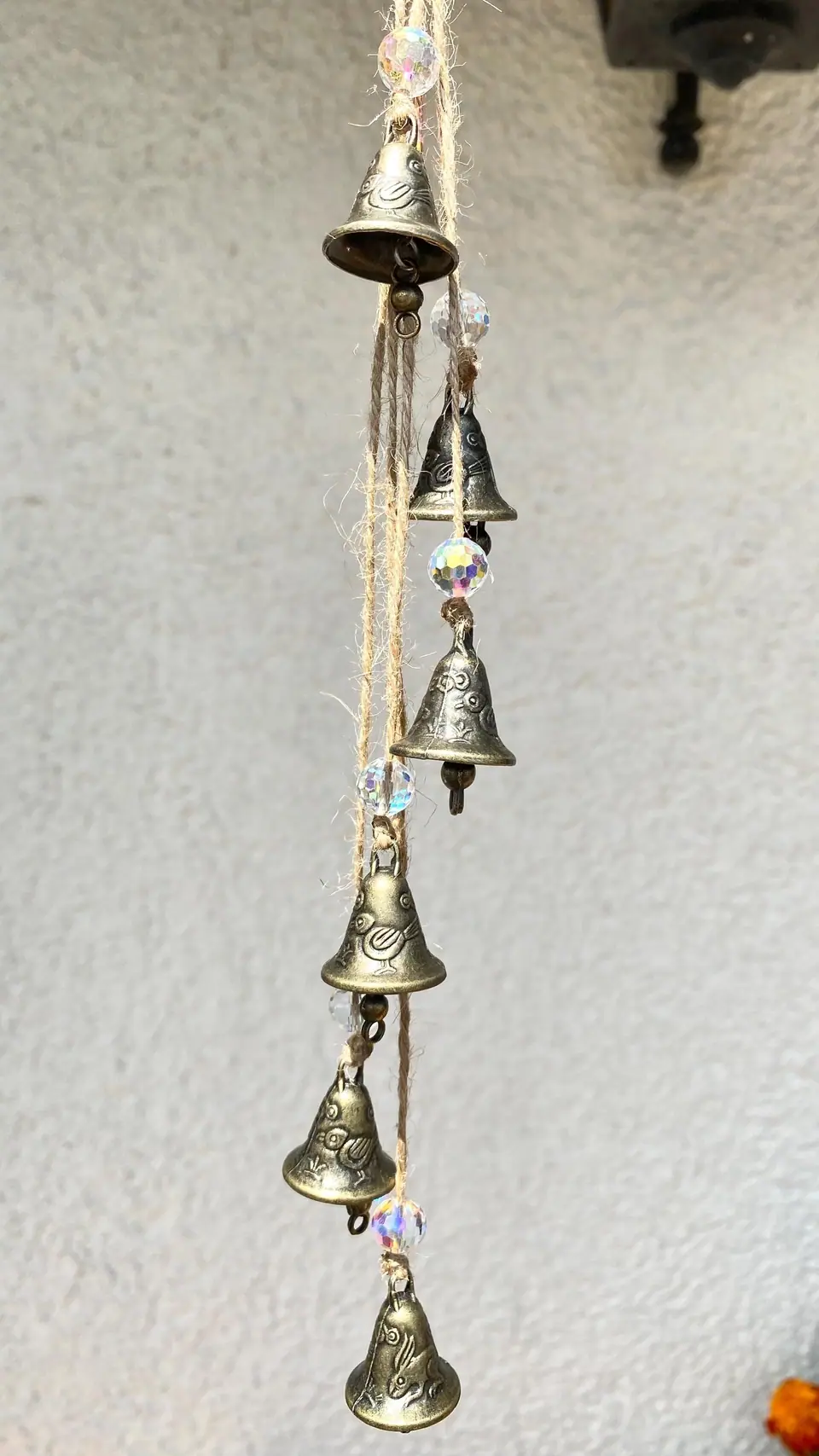 Mini sun catcher wind chime with engraving bird rabbit lucky charm house protection vintage chime gift decoration witch bell brass bell