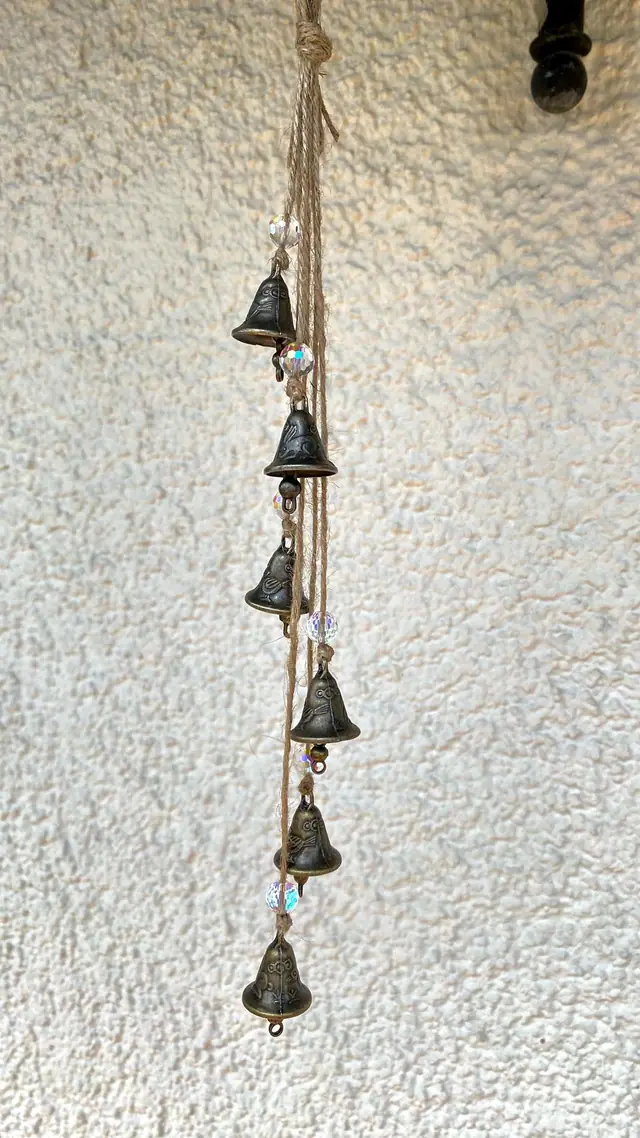 Mini sun catcher wind chime with engraving bird rabbit lucky charm house protection vintage chime gift decoration witch bell brass bell (photo 2)