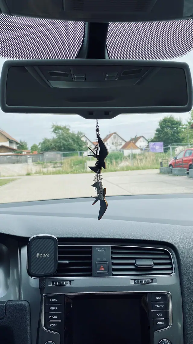 Car trailer rearview mirror – Swallow trailer with bell & key. Vintage car decoration. Witch carriage decoration. Witch car charm. Bird (photo 2)
