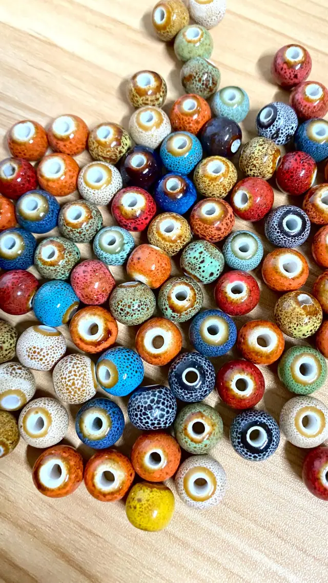 Wind chime made from vintage bells and colorful ceramic beads for home and garden decoration. Chime with witch bell. Cowbell Boho decoration (photo 7)