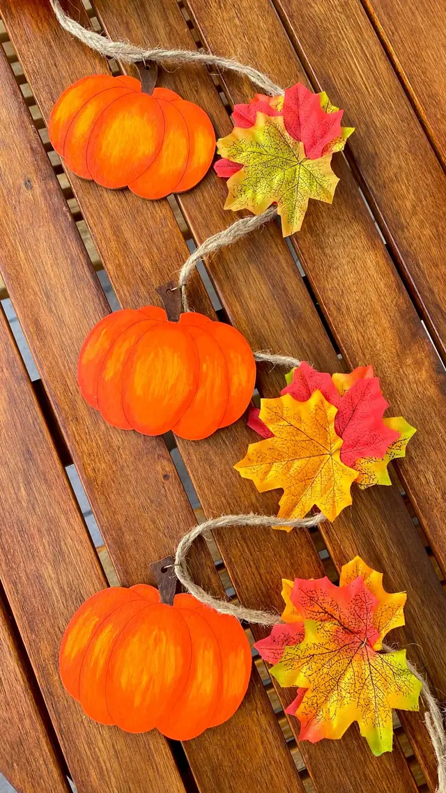 Pumpkin decorations as pendants for your home and garden. Autumn garlands for doors, walls, and windows. Autumn pumpkins. Halloween. Boho (photo 2)