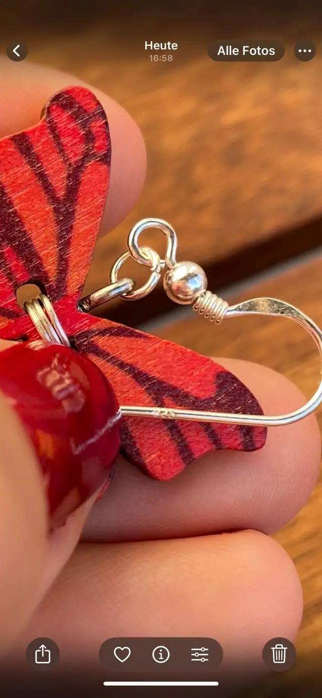 Hakenohrringe mit Schmetterlingen. 925er Silber Ohrhänger. Handgemachter Ohrschmuck. Witchy Falter Ohrringe. Holzschmuck. Geschenk. Boho (photo 6)