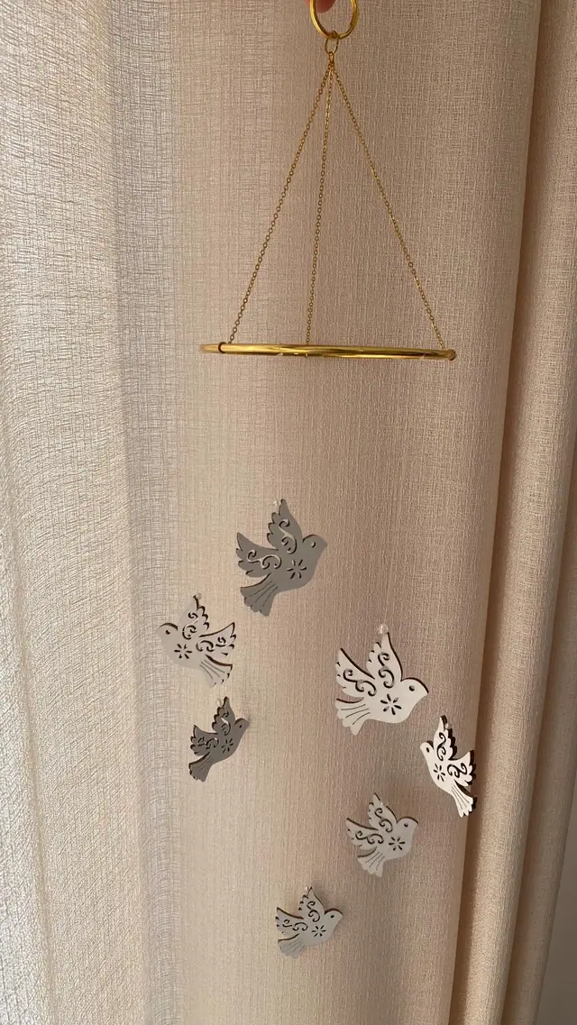Wooden raven wind chime. Black bird mobile. Magical decoration with glass beads. Boho. Home decoration. Crows. Witch wind chime. Magic. (photo 3)