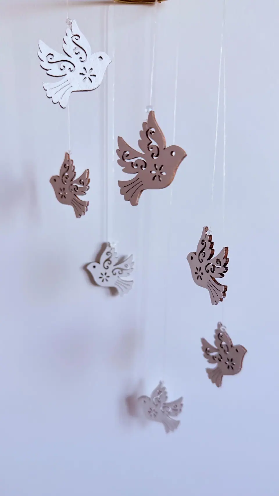 Wooden raven wind chime. Black bird mobile. Magical decoration with glass beads. Boho. Home decoration. Crows. Witch wind chime. Magic.