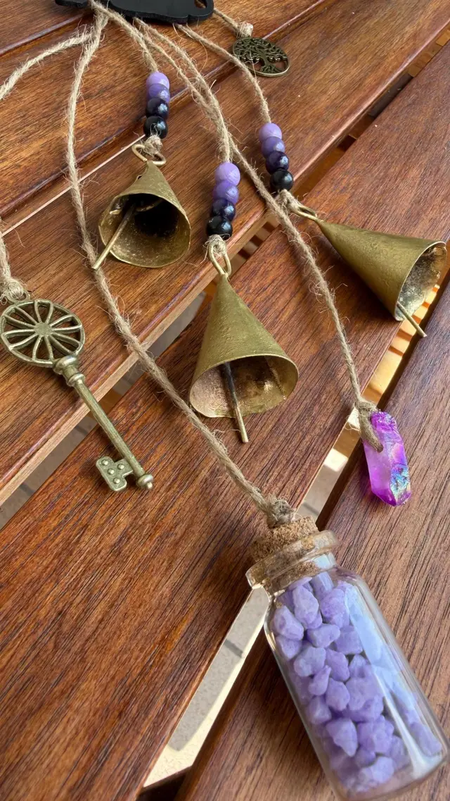 Halloween Windspiel als Hausdekoration mit schwarzen Katze. Hexenglöckchen. Witchy Deko mit Vintage Glocken für Haus. Magisches Geschenk (photo 13)