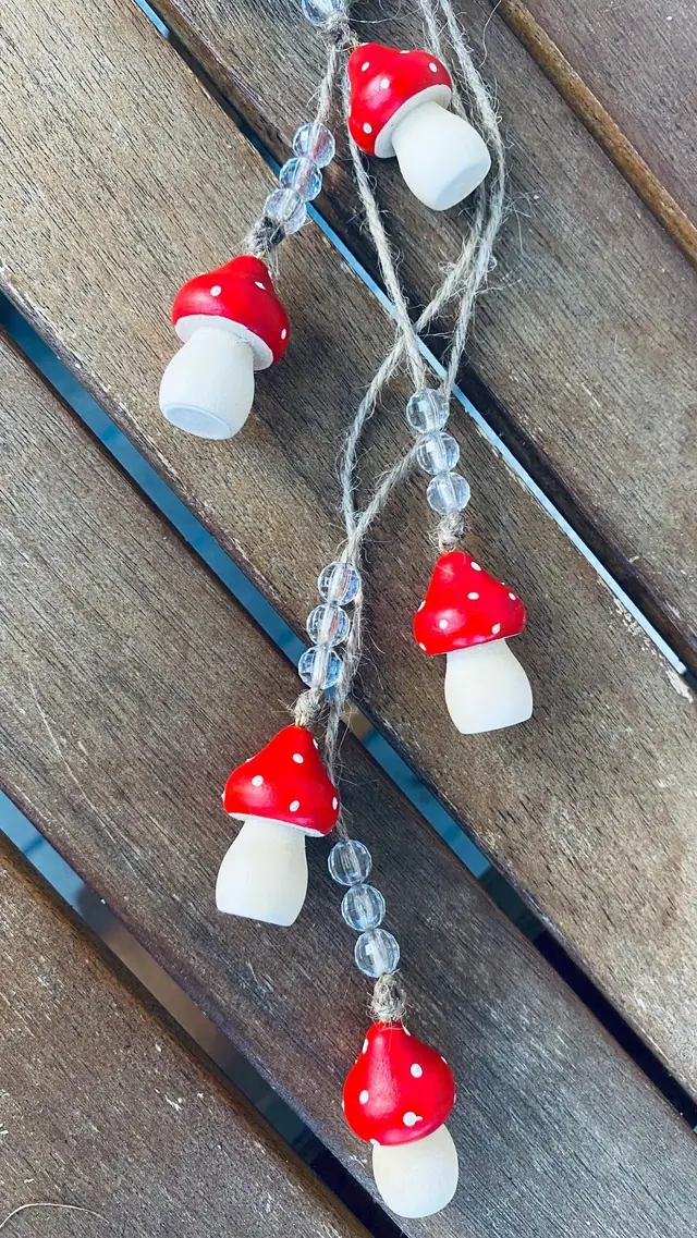 Handmade fly agaric wind chime for home decoration. Kitchen decoration. Gift idea. Design. Boho. Fly agaric mushrooms. Mushrooms. Forest (photo 10)