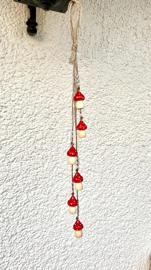 Handmade fly agaric wind chime for home decoration. Kitchen decoration. Gift idea. Design. Boho. Fly agaric mushrooms. Mushrooms. Forest (photo 12)