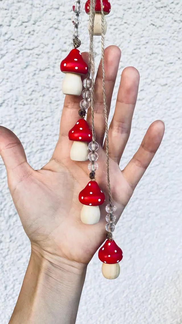 Handmade fly agaric wind chime for home decoration. Kitchen decoration. Gift idea. Design. Boho. Fly agaric mushrooms. Mushrooms. Forest (photo 11)